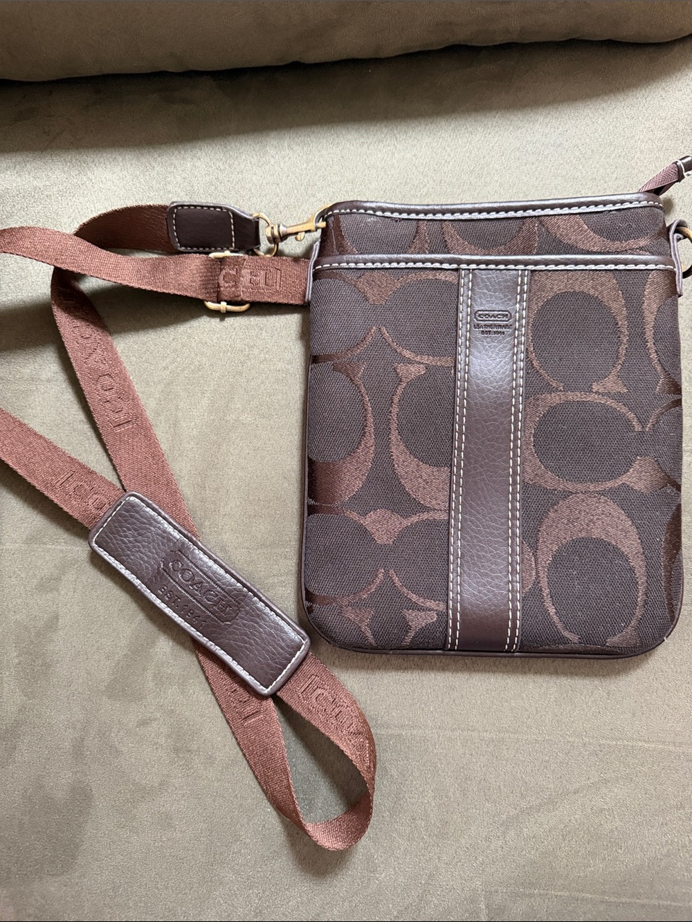COACH Brown Signature Canvas Messenger Crossbody (1741)
